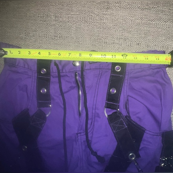 TRIPP NYC✖️Darkstreet Cuff Pants Purple/Black/Silver Metal Chained Cargo SMALL - Picture 14 of 15